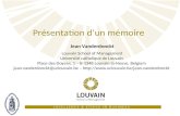 Présentation d'un mémoire à la Louvain School of Management