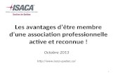 Les avantages d'être membre d'une association professionnelle active et reconnue!
