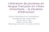 Littérature de jeunesse en langue française en milieu minoritaire