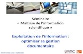 Doctorat sciences - Exploitation de l'information : optimiser sa gestion documentaire