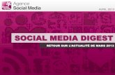 Social Media Digest n°10: retour sur l'actualité des réseaux sociaux de Mars 2013 !