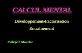 CALCUL MENTAL Développement-FactorisationEntrainement Collège F Mauriac.