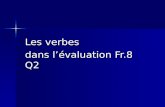 Les verbes dans l’évaluation Fr.8 Q2. Qu’est-ce que ça veut dire en français? Qu’est-ce que ça veut dire en français? Write down the following infinitives.