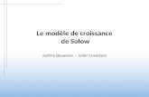 Le modèle de croissance de Solow Justine Bouyssou – Julien Levesque.