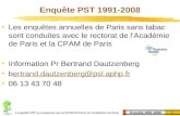 1 1Enquête 1991-2008 Lenquête PST est soutenue par la CPAM de Paris et lAcadémie de Paris Enquête PST 1991-2008 Les enquêtes annuelles de Paris sans tabac.