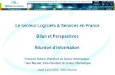Le secteur Logiciels & Services en France Bilan et Perspectives Réunion dinformation Jeudi 3 avril 2003 - Hôtel Meurice François Dufaux, Président de Syntec.