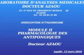 LABORATOIRE DANALYSES MEDICALES DOCTEUR AZAOU 25- 27 RUE DU PRESIDENT BEKKAI QI AGADIR Tel 05 28 84 35 86 MODULE II Docteur AZAOU Agadir 13 mars 2010 ASSOCIATION.