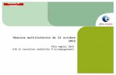 Document de travail Réunion multilatérale du 22 octobre 2012 Pôle emploi 2015 EID et nouvelles modalités daccompagnement.