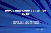 Revue financière de lannée 2012 Avril 2013 Présentée par Louis Morissette Les Services actuariels SAI inc.