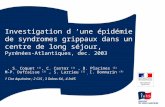 Investigation d une épidémie de syndromes grippaux dans un centre de long séjour, Pyrénées-Atlantiques, dec. 2003 S. Coquet (1), C. Castor (1), B. Placines.