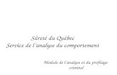 Sûreté du Québec Service de lanalyse du comportement Module de lanalyse et du profilage criminel.