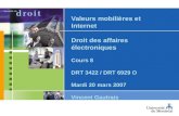 Valeurs mobilières et Internet Droit des affaires électroniques Cours 8 DRT 3422 / DRT 6929 O Mardi 20 mars 2007 Vincent Gautrais.