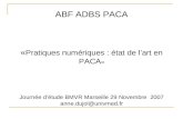 ABF ADBS PACA « Pratiques numériques : état de lart en PACA » Journée détude BMVR Marseille 29 Novembre 2007 anne.dujol@univmed.fr.