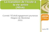 La transition de lécole à la vie active (TÉVA) Comité TÉVA/Engagement jeunesse Région de Montréal 2011.