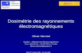 Salon RF & Hyper 2006 – 22 mars 2006 Dosimétrie des rayonnements électromagnétiques Olivier Merckel Supélec – Département Electromagnétisme 3 rue Joliot-Curie.