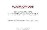 COLLOQUE DE PLASMA- QUÉBEC : LE TRANSFERT DE TECHNOLOGIE ET DE CONNAISSANCES PLASMIONIQUE PLASMIONIQUE RÔLE DE PMEs DANS LE TRANSFERT TECHNOLOGIQUE Andranik.