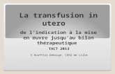 La transfusion in utero de lindication à la mise en œuvre jusquau bilan thérapeutique TACT 2013 V Houfflin Debarge, CHRU de Lille.