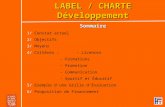LABEL / CHARTE Développement Sommaire 1/ Constat actuel 2/ Objectifs 3/ Moyens 4/ Critères : - Licences - Formations - Promotion - Communication - Sportif.