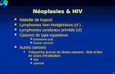 DIU 2009 1 Néoplasies & HIV Maladie de Kaposi Maladie de Kaposi Lymphomes Non-Hodgkiniens (cf ) Lymphomes Non-Hodgkiniens (cf ) Lymphomes cerebraux primitifs.