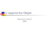 Lapproche Objet Séminaire IOS-AT 1996. Chapitre I Introduction.