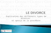 Explication des différents types de divorces et aperçu de la procédure 1 GOSSET & AVOCATS 15 Rue de la Préfecture - 74000 ANNECY Tél : + 33 (0)4.50.51.19.63.