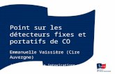 Point sur les détecteurs fixes et portatifs de CO Emmanuelle Vaissière (Cire Auvergne) Journée régionale intoxications au CO - 18 juin 2012 -