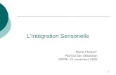 1 LIntégration Sensorielle Marie Chobert Patricia San Sebastian GEPPE- 21 novembre 2005.