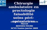 CUNIN Diane et AUGUSTE Marcel RENNES-TOURS SCVO Nantes janvier 2009 Chirurgie ambulatoire en proctologie faisabilité soins péri-opératoires.