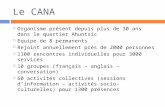 Le CANA Organisme présent depuis plus de 30 ans dans le quartier Ahuntsic Equipe de 8 permanents Rejoint annuellement près de 2000 personnes 1100 rencontres.