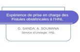 Expérience de prise en charge des Fistules obstétricales à lHNL G. SANDA, A. SOUMANA Service dUrologie, HNL.