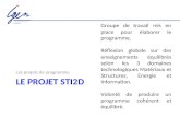 LE PROJET STI2D Les projets de programme Groupe de travail mis en place pour élaborer le programme. Réflexion globale sur des enseignements équilibrés.