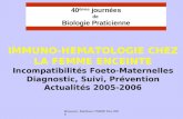 Brossard, Mailloux CNRHP Dec.2006 IMMUNO-HEMATOLOGIE CHEZ LA FEMME ENCEINTE Incompatibilités Foeto-Maternelles Diagnostic, Suivi, Prévention Actualités.