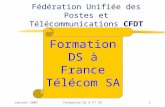 Janvier 2005Formation DS à FT SA1 Fédération Unifiée des Postes et Télécommunications CFDT Formation DS à France Télécom SA.