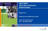 DRT 6903 Droit du commerce électronique Cours 11 Règlement des différends en ligne Jeudi 16 novembre 2006 16h – 19h salle B-3240 © Vincent Gautrais.