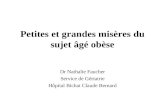 Petites et grandes misères du sujet âgé obèse Dr Nathalie Faucher Service de Gériatrie Hôpital Bichat Claude Bernard.