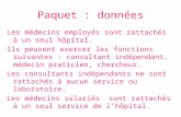 Paquet : données Les médecins employés sont rattachés à un seul hôpital. Ils peuvent exercer les fonctions suivantes : consultant indépendant, médecin.