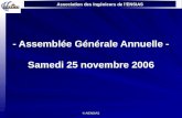 Association des Ingénieurs de lENSIAS ® AIENSIAS - Assemblée Générale Annuelle - Samedi 25 novembre 2006.