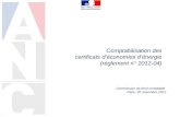 Comptabilisation des certificats déconomies dénergie (règlement n° 2012-04) Commission de droit comptable Paris, 20 novembre 2012.