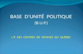 BASE DUNITÉ POLITIQUE (B.U.P.) LR DES CENTRES DE FEMMES DU QUÉBEC.