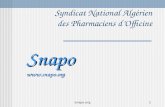 Snapo.org1 Syndicat National Algérien des Pharmaciens dOfficine Snapo.