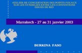 ATELIER DE CONCERTATION DES POINTS FOCAUX SUR LES SYNERGIES ENTRE LES CONVENTIONS ISSUES DE RIO BURKINA FASO Marrakech - 27 au 31 janvier 2003.