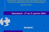 ATELIER DE CONCERTATION DES POINTS FOCAUX SUR LES SYNERGIES ENTRE LES CONVENTIONS ISSUES DE RIO MAROC Marrakech - 27 au 31 janvier 2003.