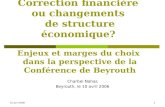 10 avril 20061 Correction financière ou changements de structure économique? Enjeux et marges du choix dans la perspective de la Conférence de Beyrouth.