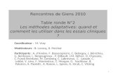 1 Rencontres de Giens 2010 Table ronde N°2 Les méthodes adaptatives: quand et comment les utiliser dans les essais cliniques ? Coordinateur : M. Vray Modérateurs.