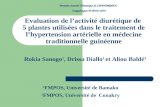Evaluation de lactivité diurétique de 5 plantes utilisées dans le traitement de lhypertension artérielle en médecine traditionnelle guinéenne 1 FMPOS,