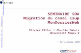 Département Édition - Intégration SEMINAIRE SOA Migration du canal Esup MonDossierWeb Olivier Ziller / Charlie Dubois Université Nancy 2 16 octobre 2007.