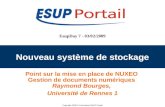 Copyright 2008 © Consortium ESUP-Portail EsupDay 7 - 03/02/2009 Nouveau système de stockage Point sur la mise en place de NUXEO Gestion de documents numériques.