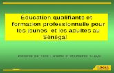 Éducation qualifiante et formation professionnelle pour les jeunes et les adultes au Sénégal Présenté par Ilaria Caramia et Mouhamed Gueye.