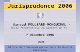 Industrial Property Litigation Unit 1 Jurisprudence 2006 Arnaud FOLLIARD-MONGUIRAL Unité Contentieux en matière de PI APRAM Office de lHarmonisation dans.