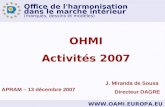 Office de l'harmonisation dans le marché intérieur (marques, dessins et modèles)  J. Miranda de Sousa Directeur DAGRE OHMI Activités.
